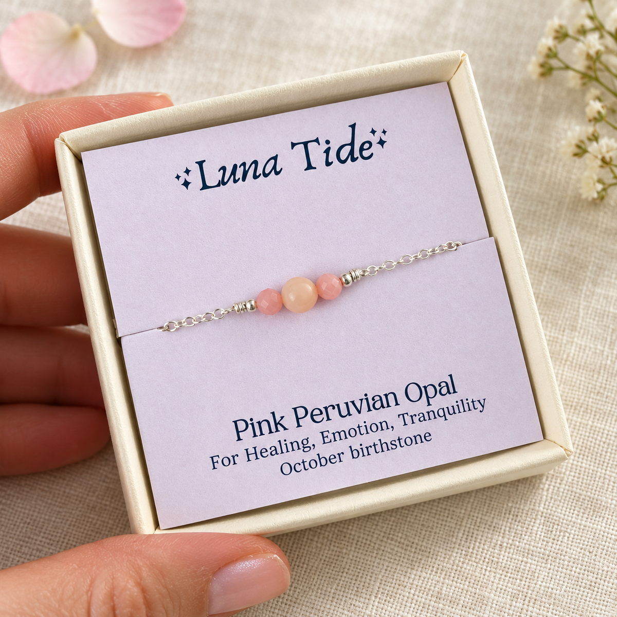 Dainty Pink Peruvian Opal Gemstone Choker Necklace