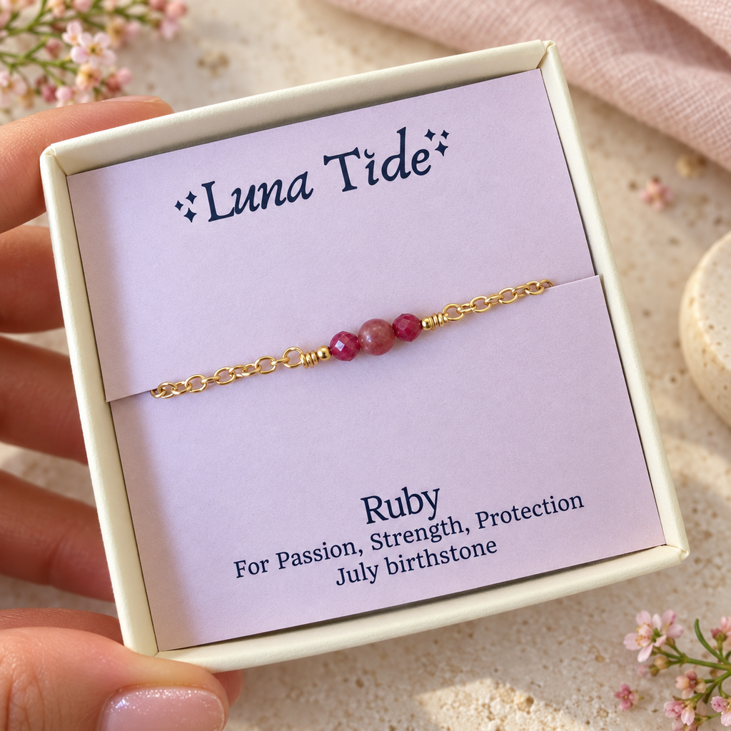 Dainty Ruby Gemstone Anklet