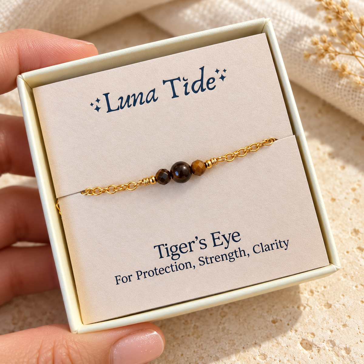 Dainty Tiger's Eye Gemstone Choker Necklace