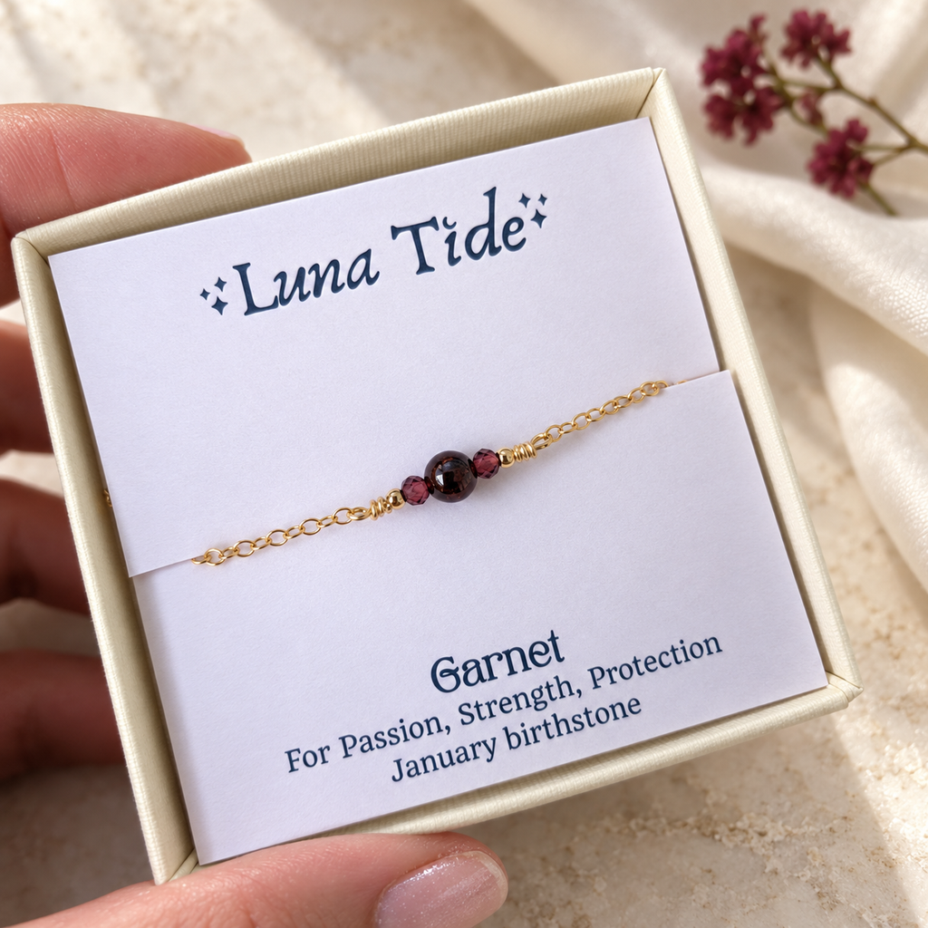 Dainty Garnet Gemstone Bracelet