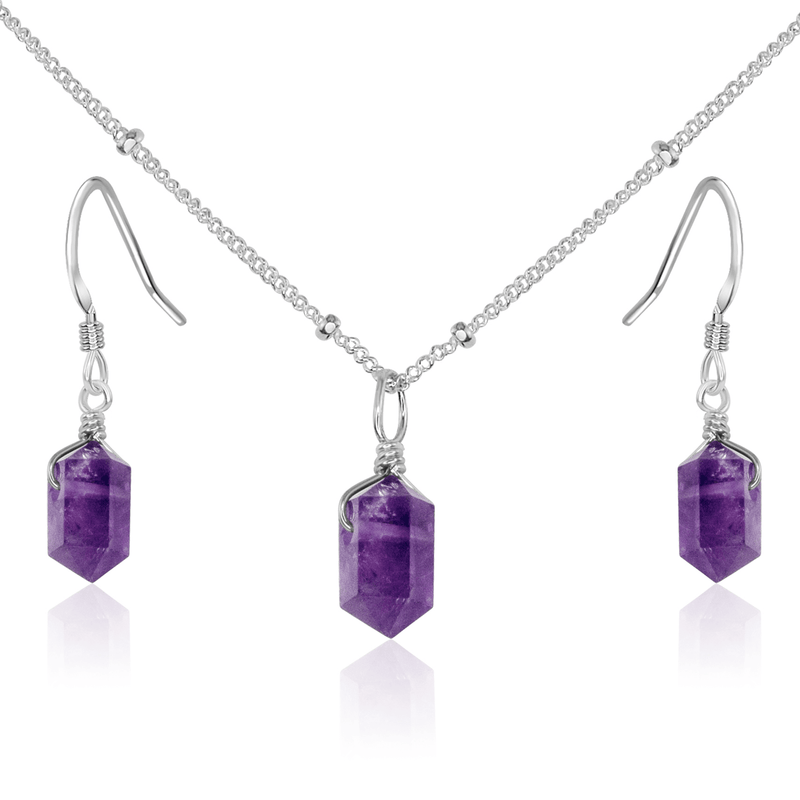 Amethyst Double Terminated Crystal Jewellery Set