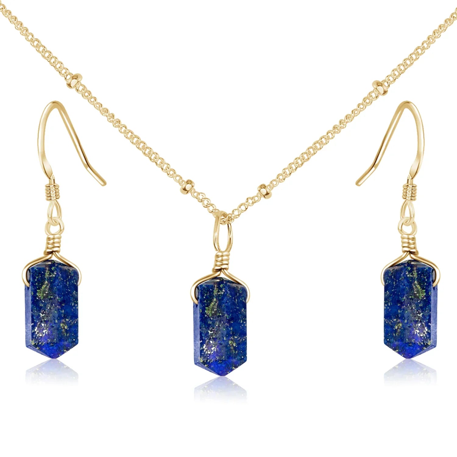Lapis Lazuli Double Terminated Crystal Jewellery Set