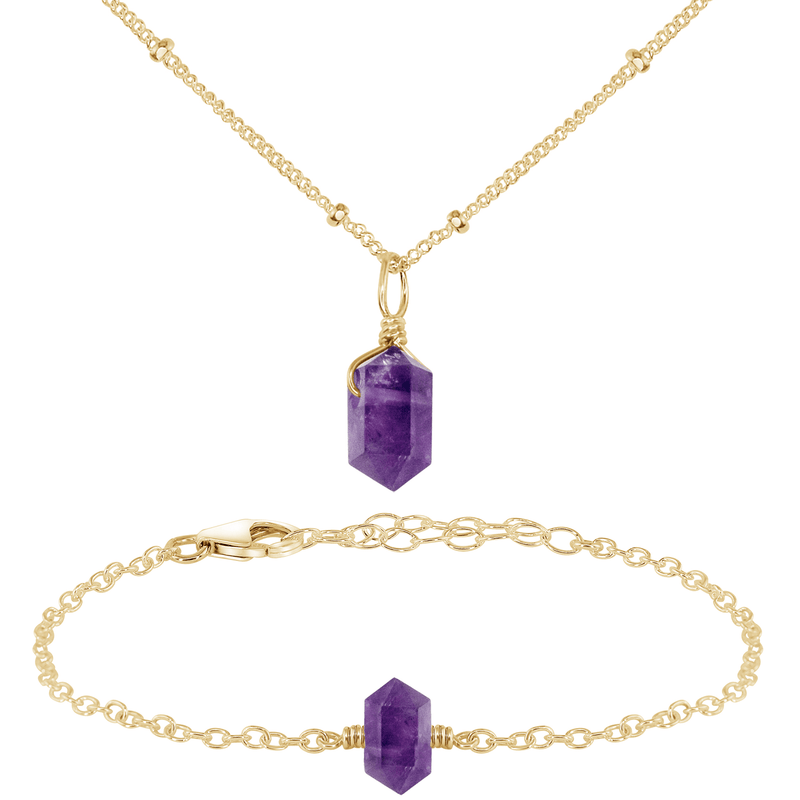 Amethyst Double Terminated Crystal Jewellery Set