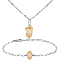 Citrine Double Terminated Crystal Jewellery Set