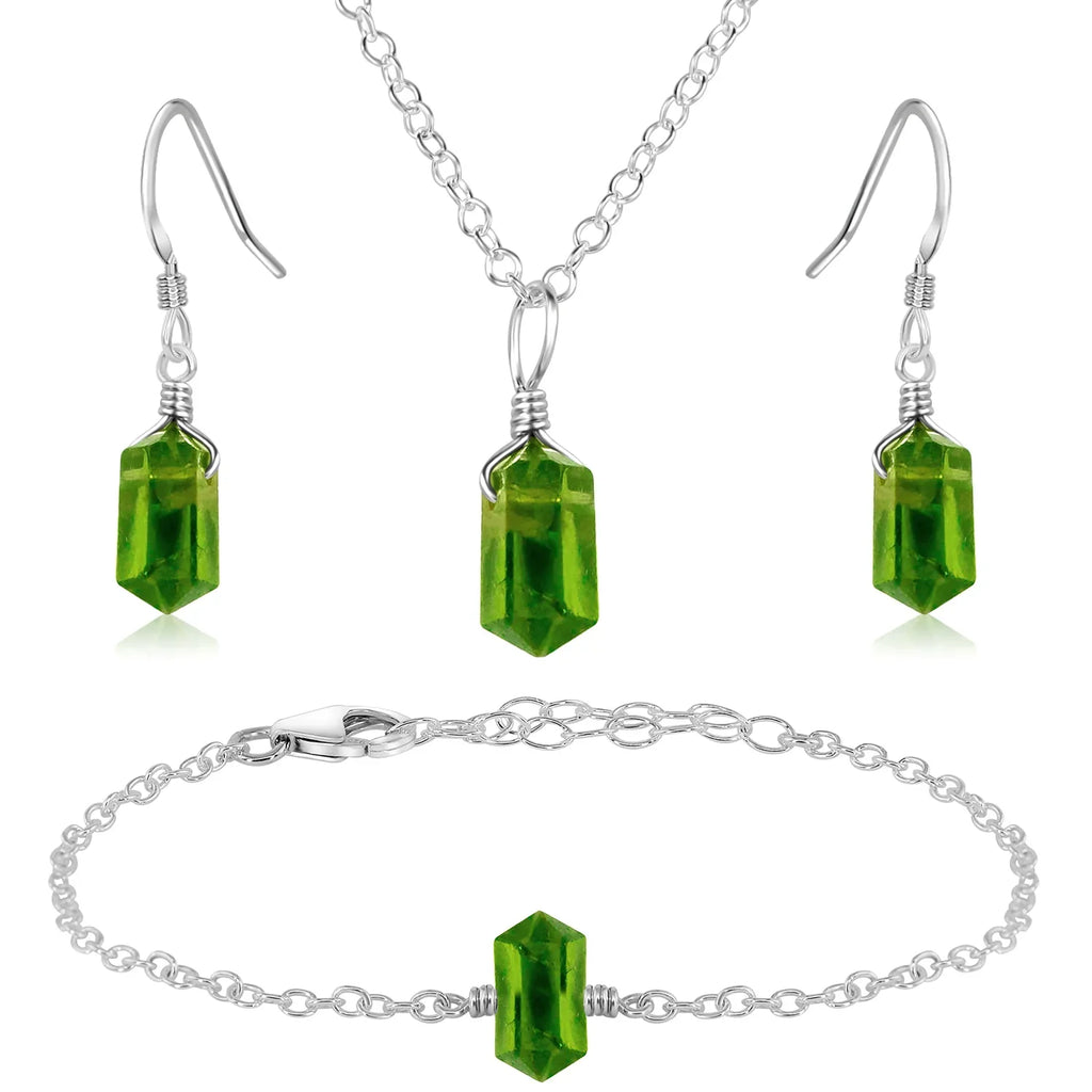 Peridot Double Terminated Crystal Jewellery Set