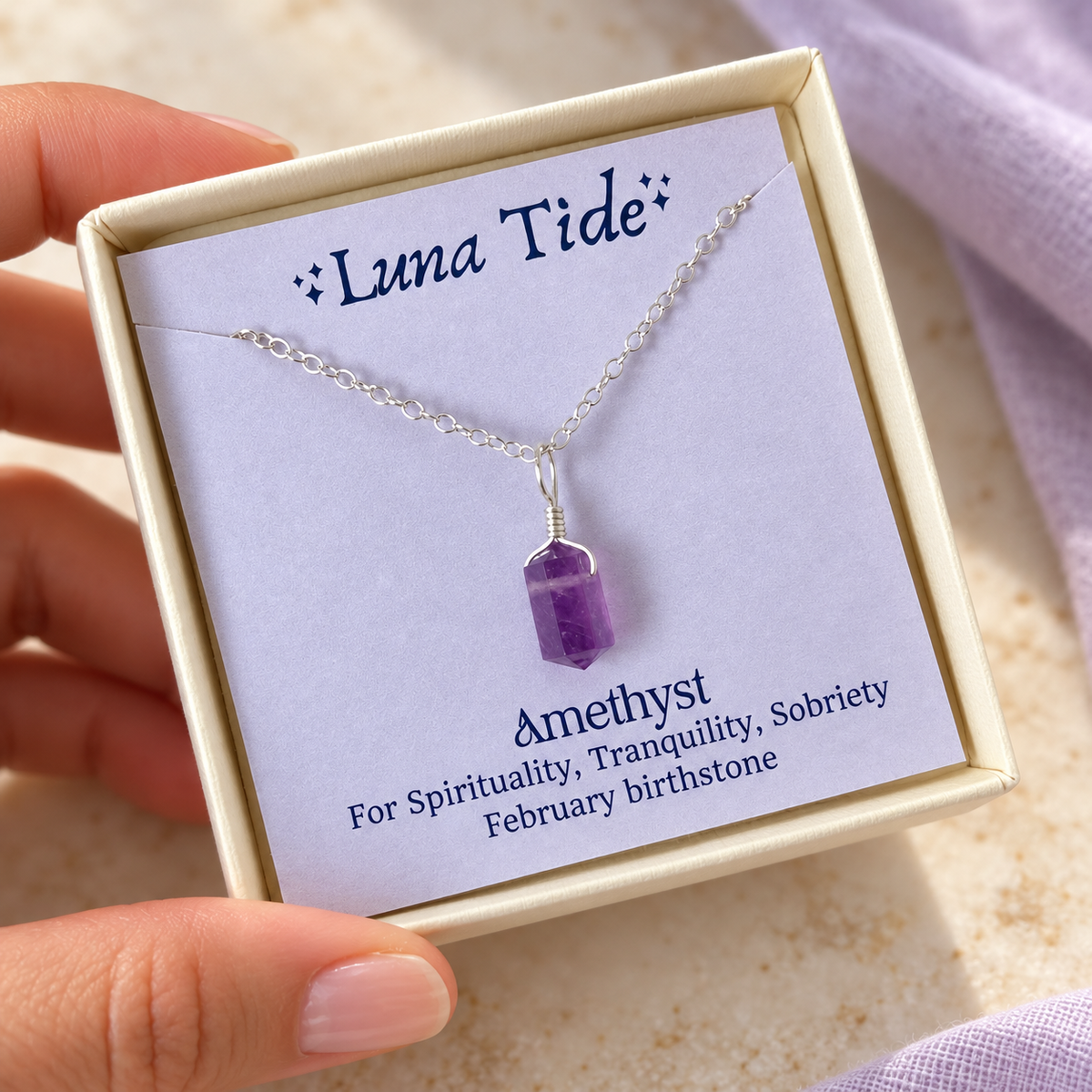 Amethyst Mini Double Terminated Crystal Point Pendant Choker Necklace