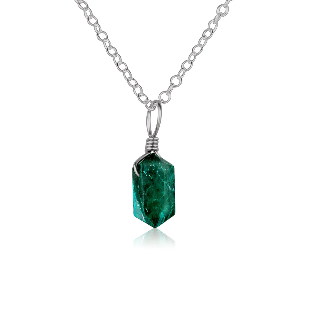 Emerald Mini Double Terminated Crystal Point Pendant Necklace