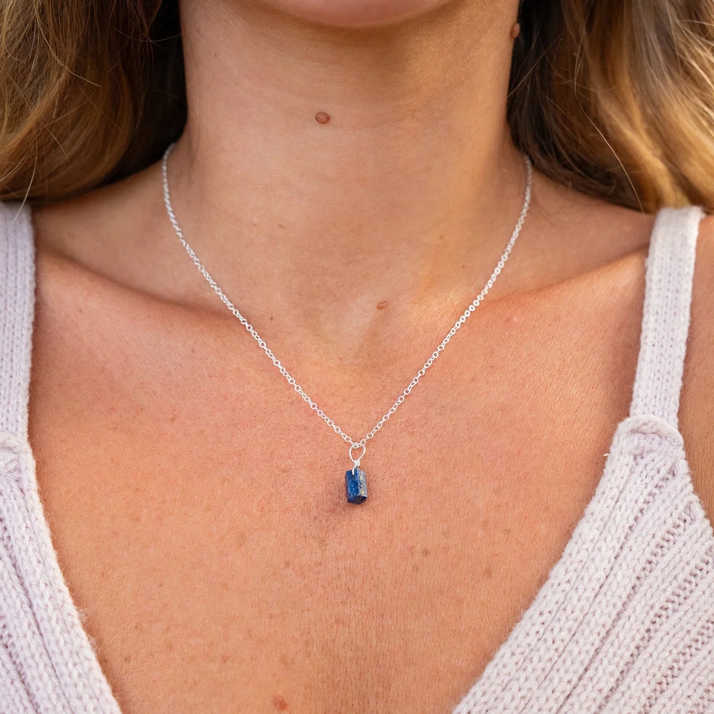Lapis Lazuli Mini Double Terminated Crystal Point Pendant Necklace