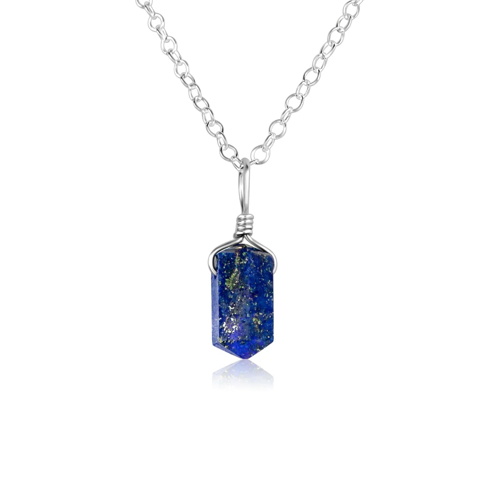 Lapis Lazuli Mini Double Terminated Crystal Point Pendant Necklace