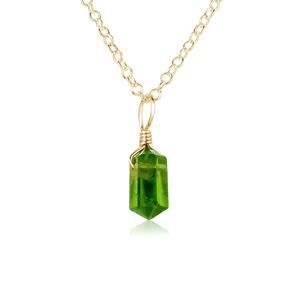 Peridot Mini Double Terminated Crystal Point Pendant Necklace