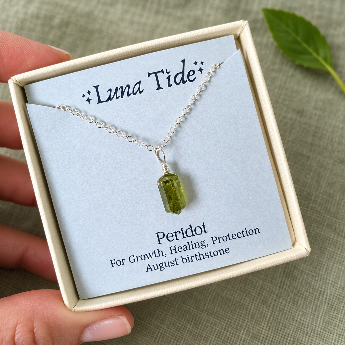 Peridot Mini Double Terminated Crystal Point Pendant Choker Necklace