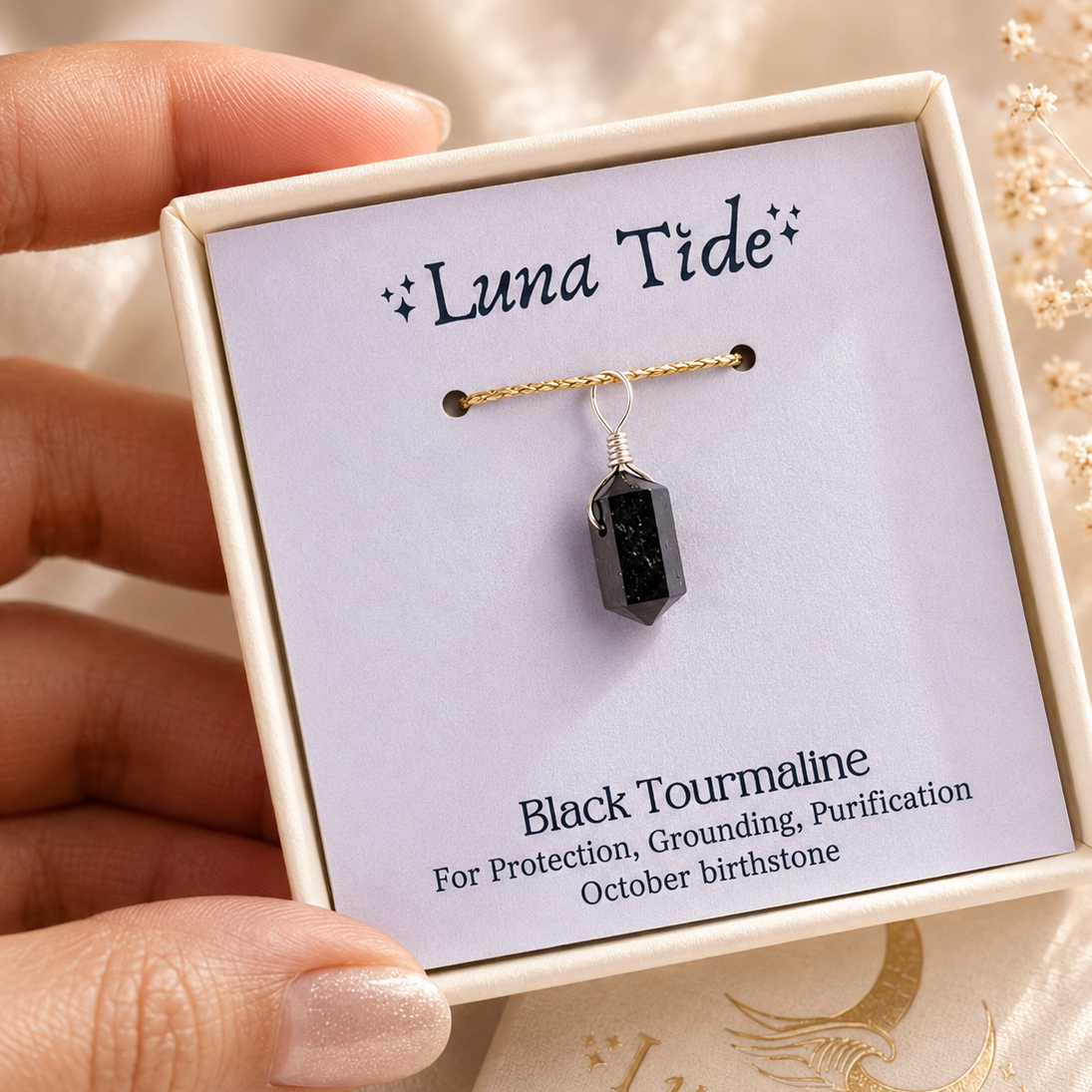 Black Tourmaline Mini Double Terminated Crystal Point Pendant