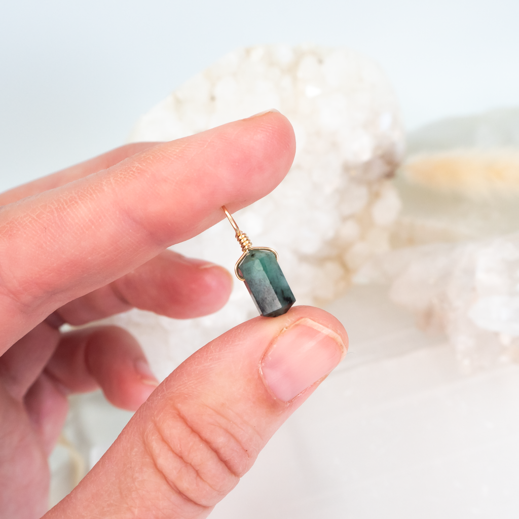 Emerald Mini Double Terminated Crystal Point Pendant