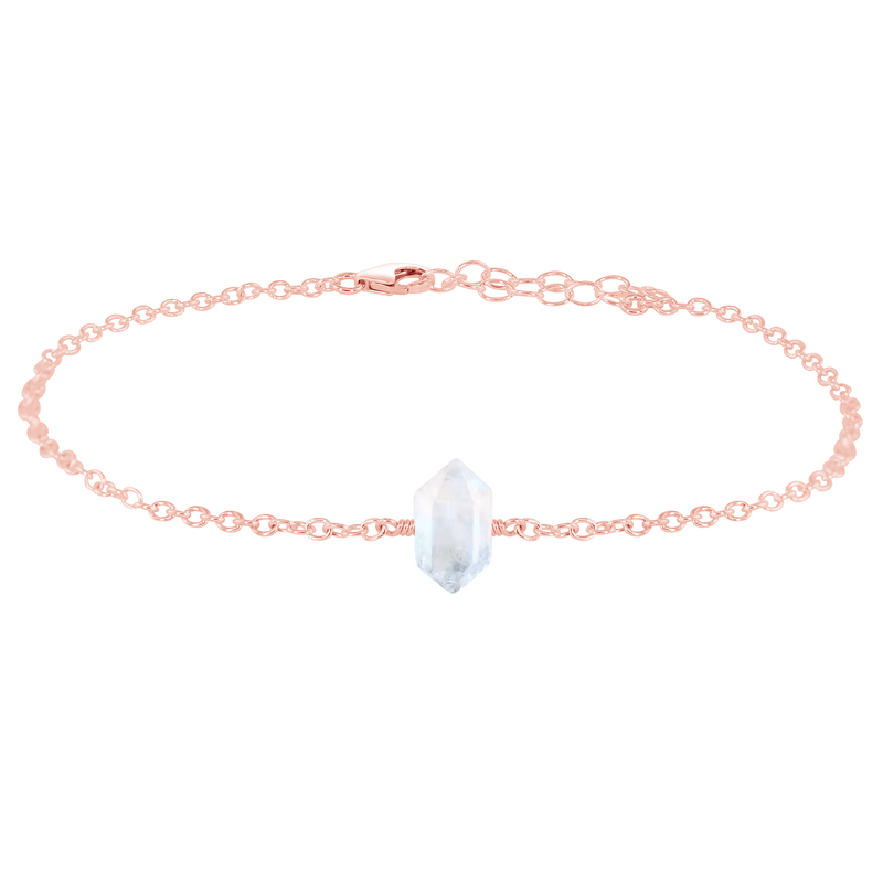 Rainbow Moonstone Double Terminated Crystal Point Anklet