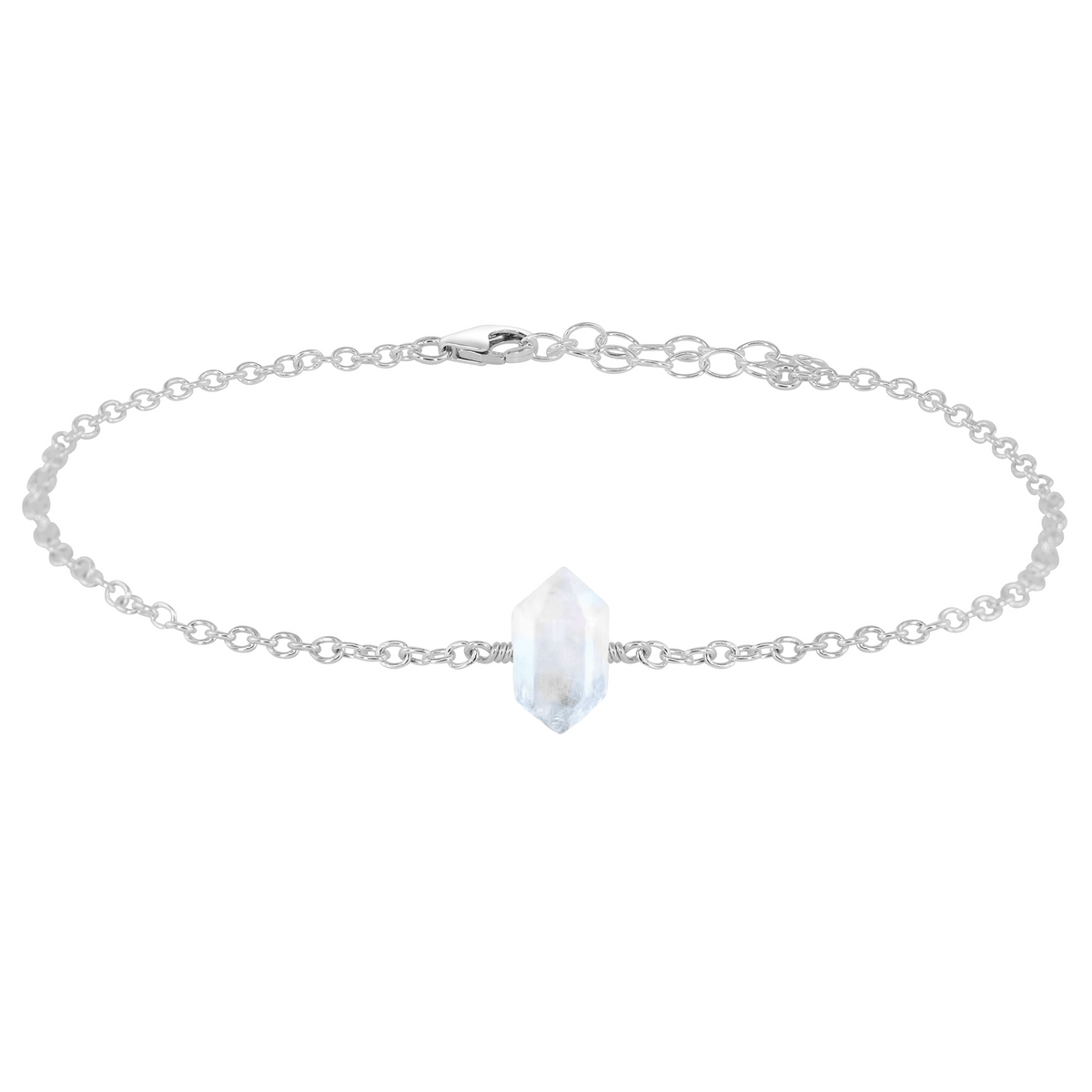 Rainbow Moonstone Double Terminated Crystal Point Anklet