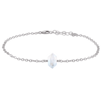 Rainbow Moonstone Double Terminated Crystal Point Anklet