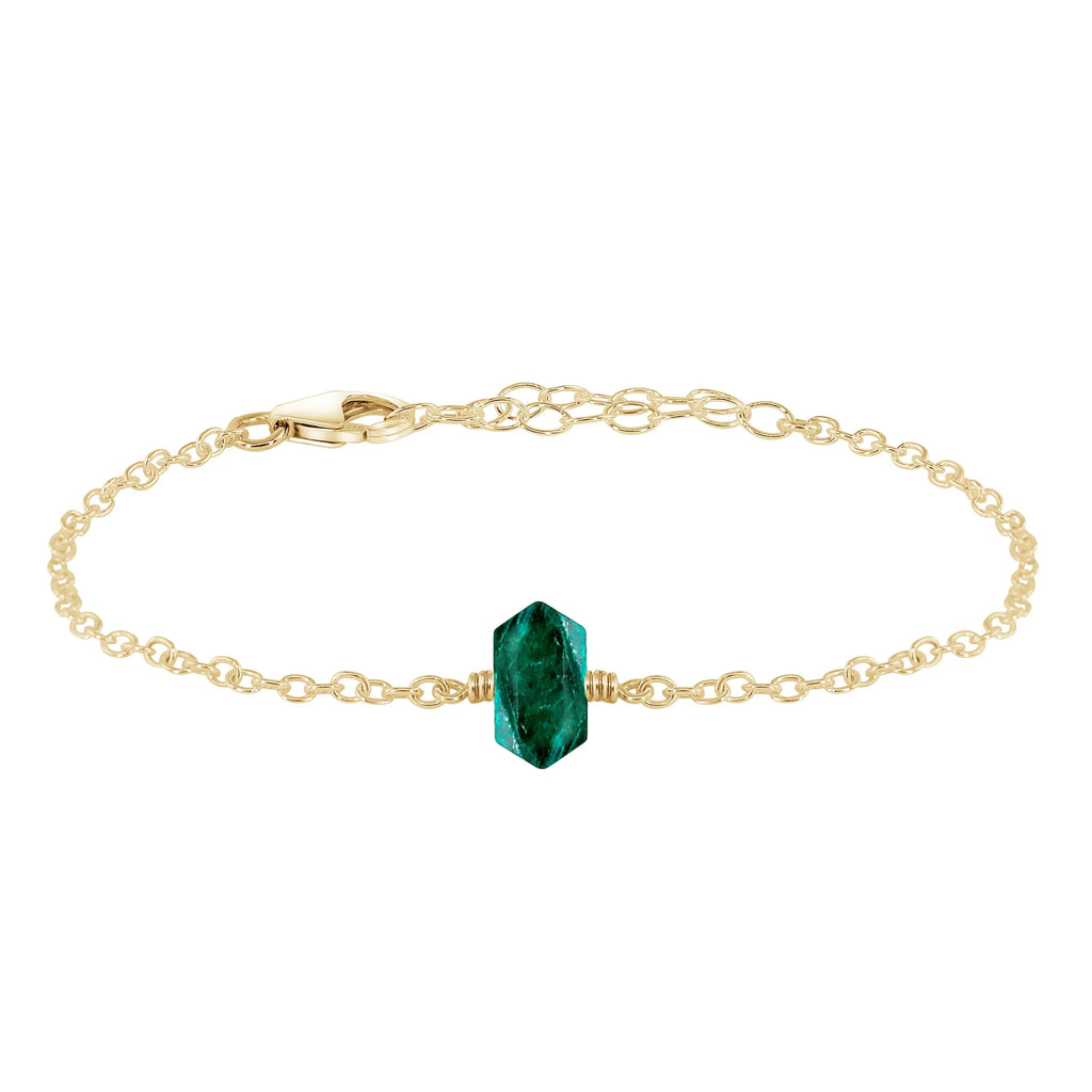 Emerald Double Terminated Mini Crystal Point Bracelet