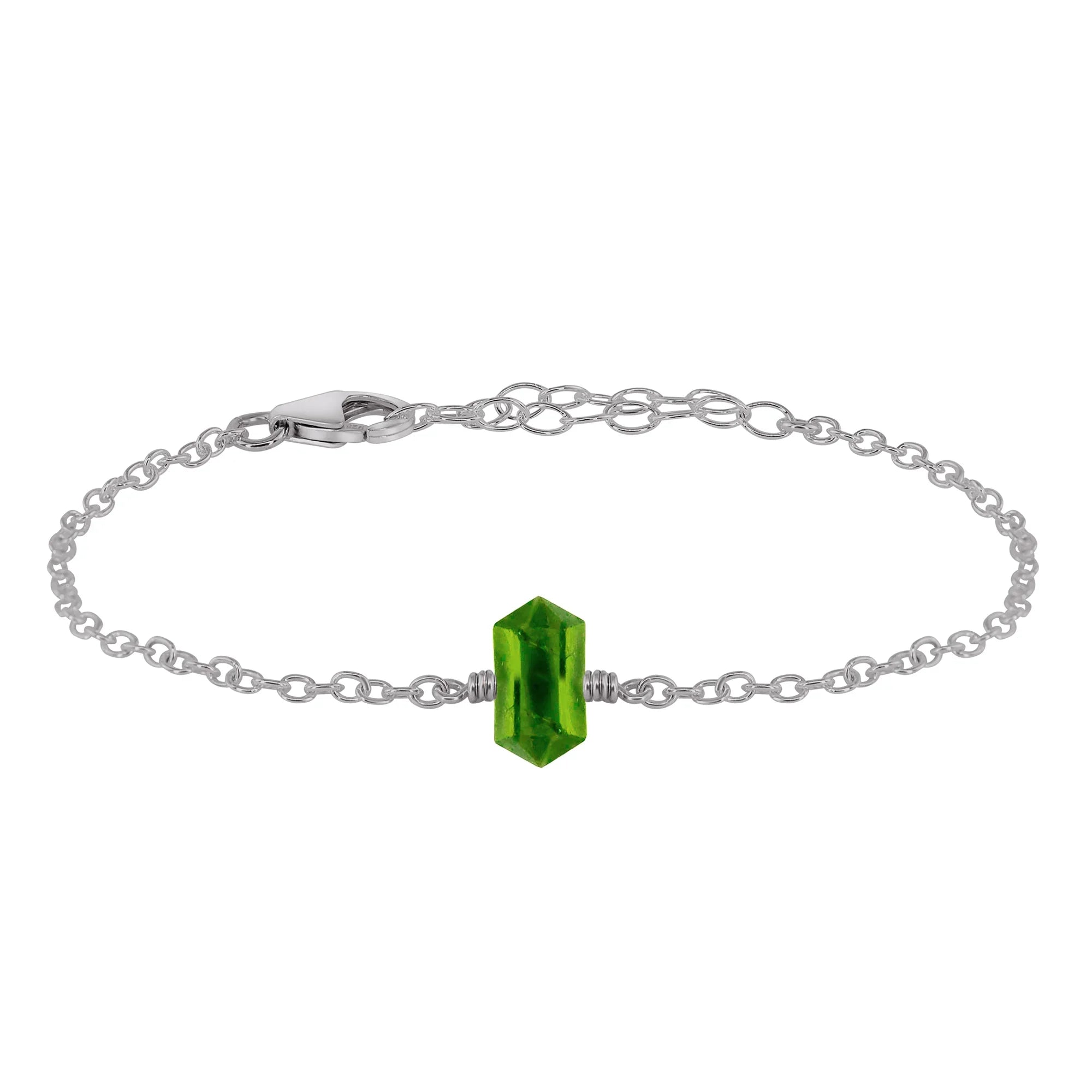 Peridot Double Terminated Mini Crystal Point Bracelet
