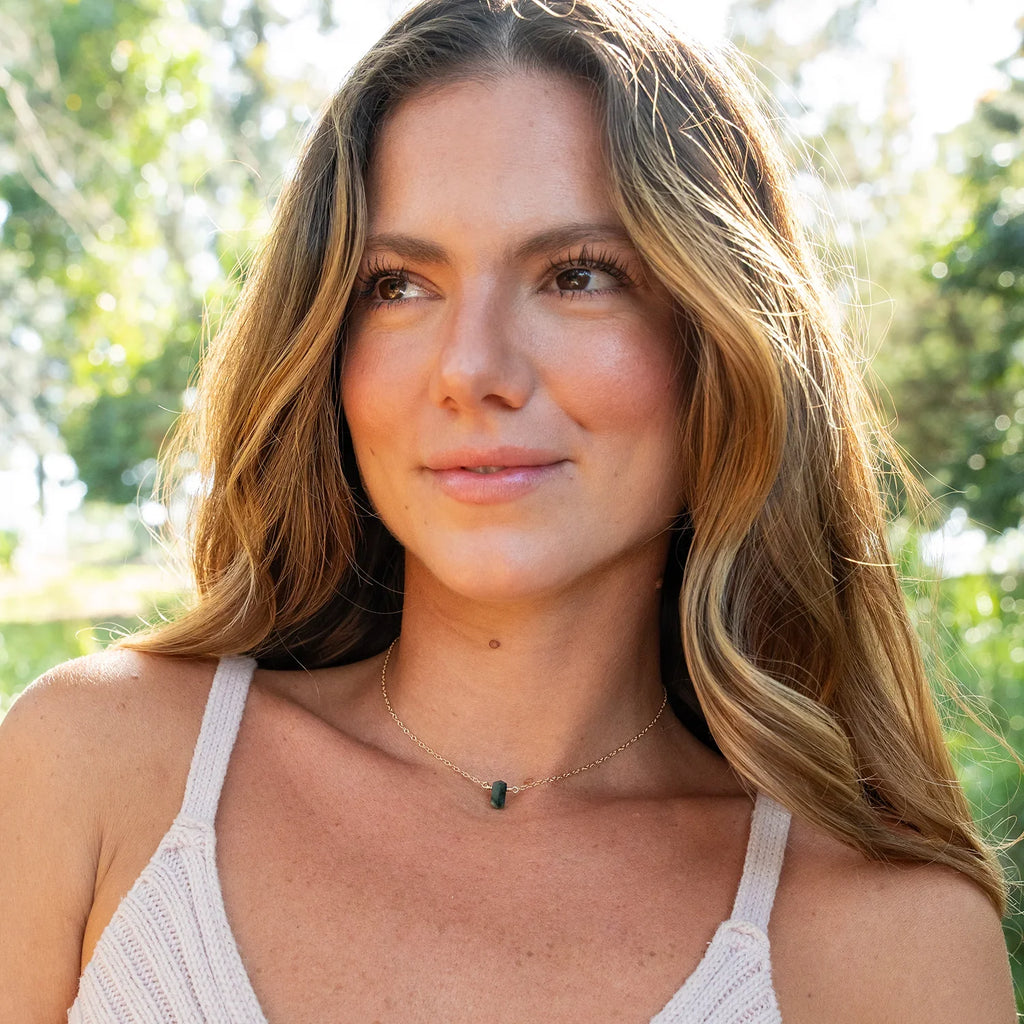 Double Terminated Emerald Mini Crystal Point Choker Necklace