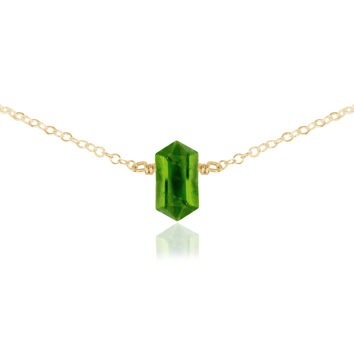 Double Terminated Peridot Mini Crystal Point Choker Necklace