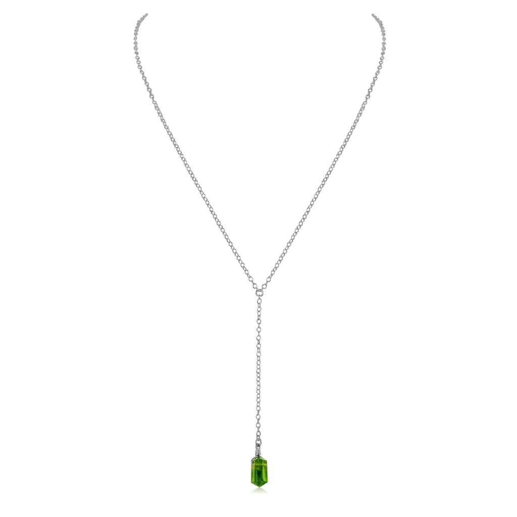 Peridot Double Terminated Mini Crystal Point Lariat Necklace