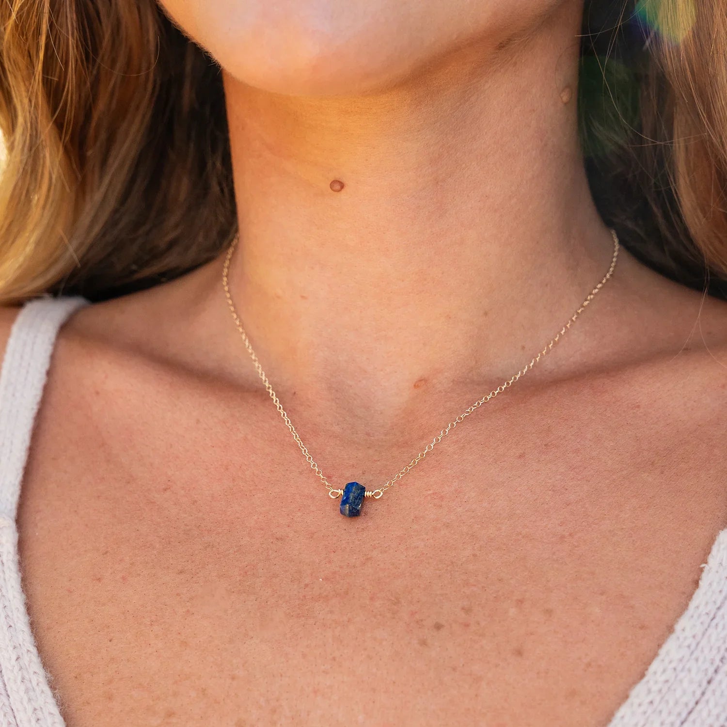 Double Terminated Lapis Lazuli Mini Crystal Point Necklace