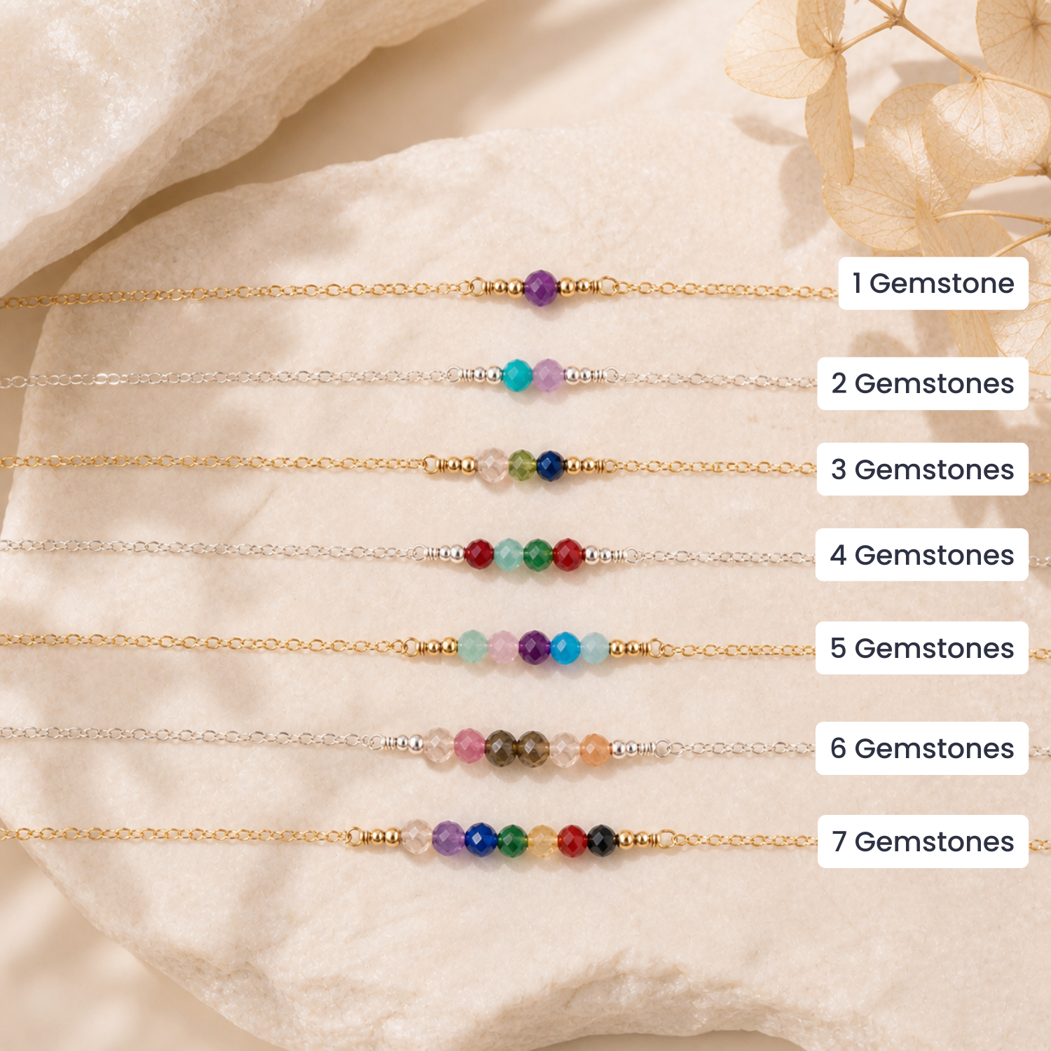 Custom Sparkling Gemstone Faceted Bead Bar Bracelet