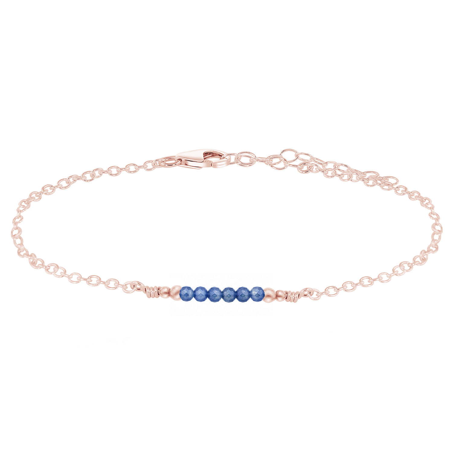 Sparkling Kyanite Gemstone Faceted Bead Bar Anklet