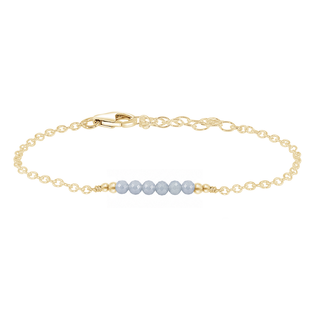 Sparkling Angelite Gemstone Faceted Bead Bar Bracelet