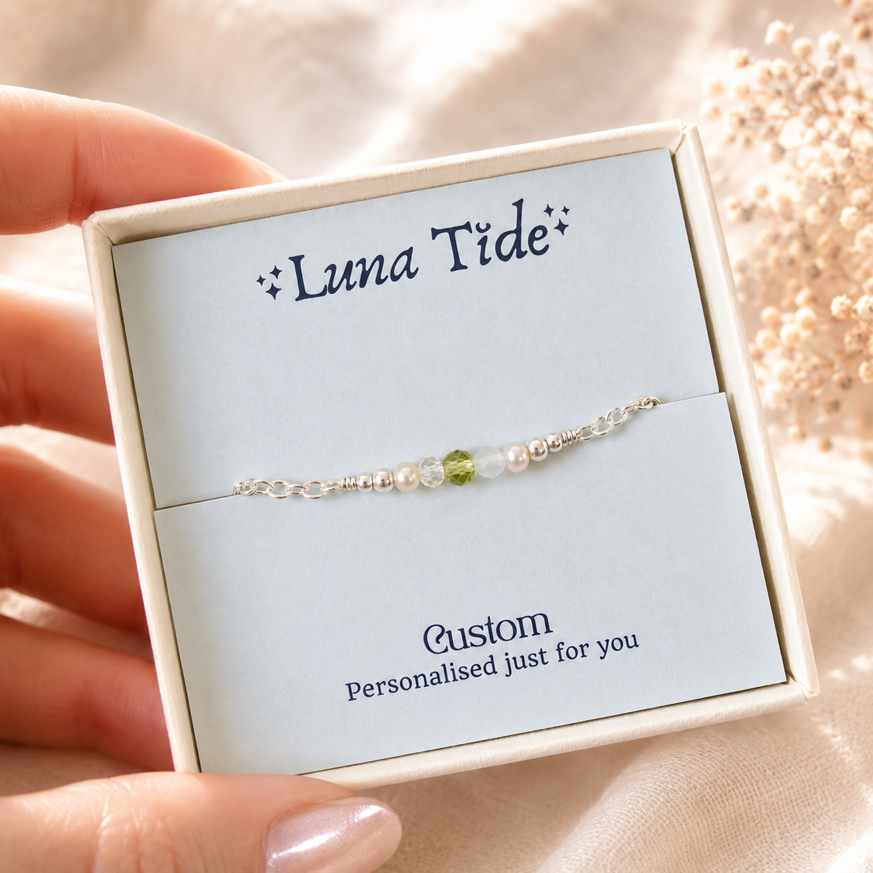 Custom Sparkling Gemstone Faceted Bead Bar Bracelet