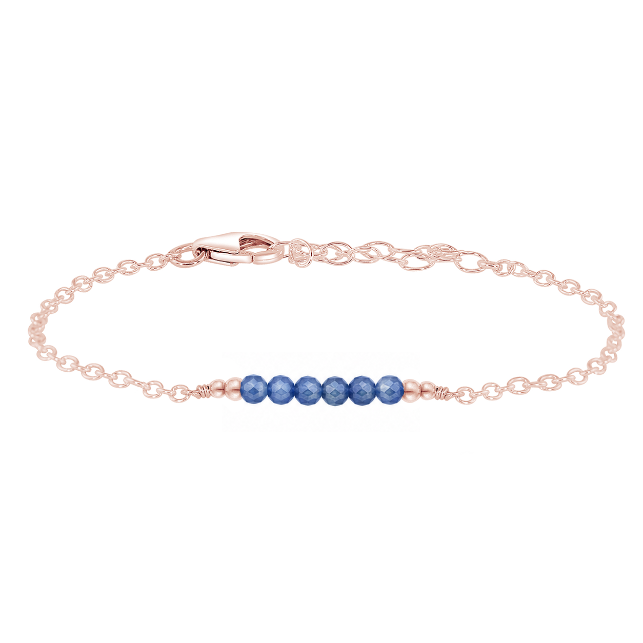 Sparkling Kyanite Gemstone Faceted Bead Bar Bracelet