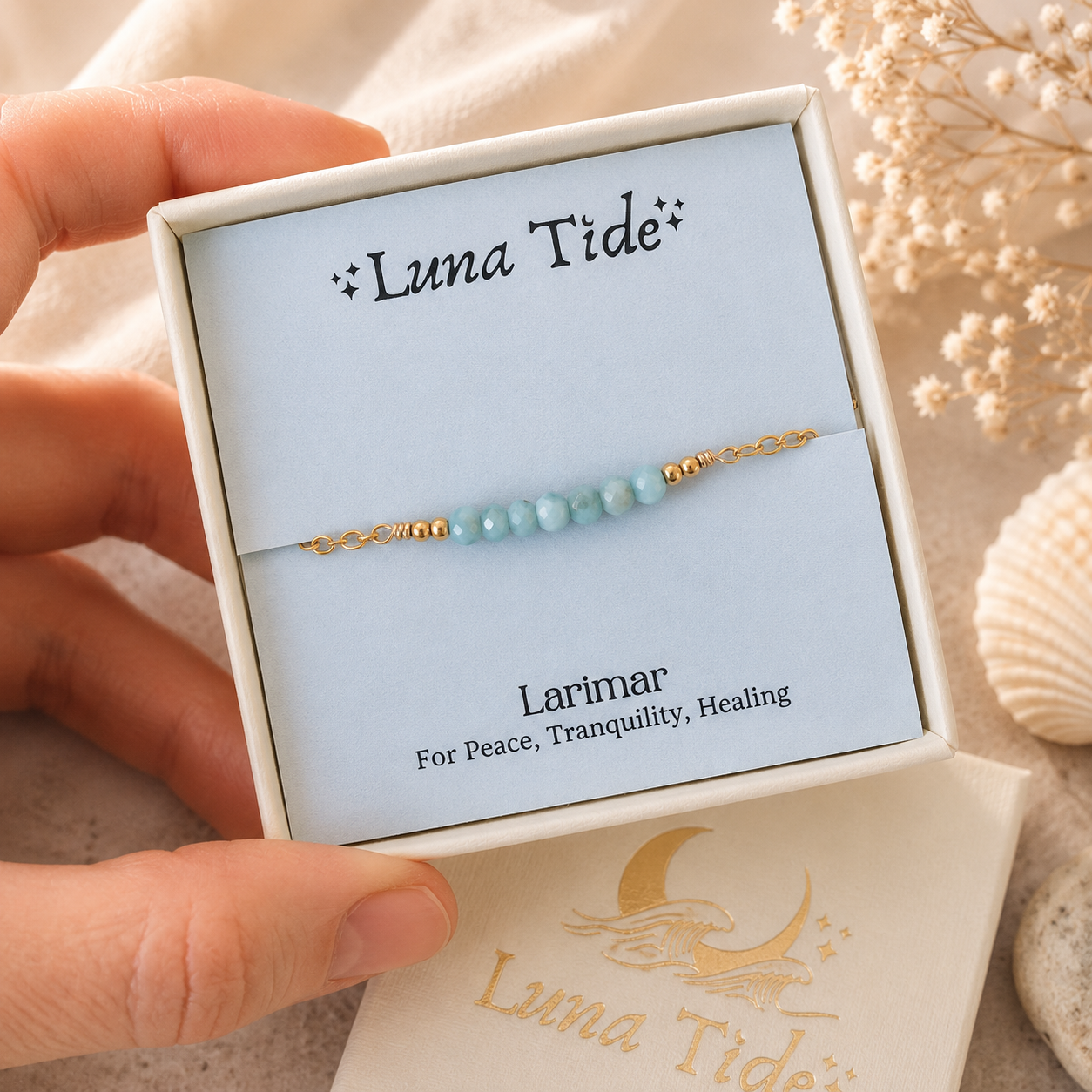 Sparkling Larimar Gemstone Faceted Bead Bar Anklet