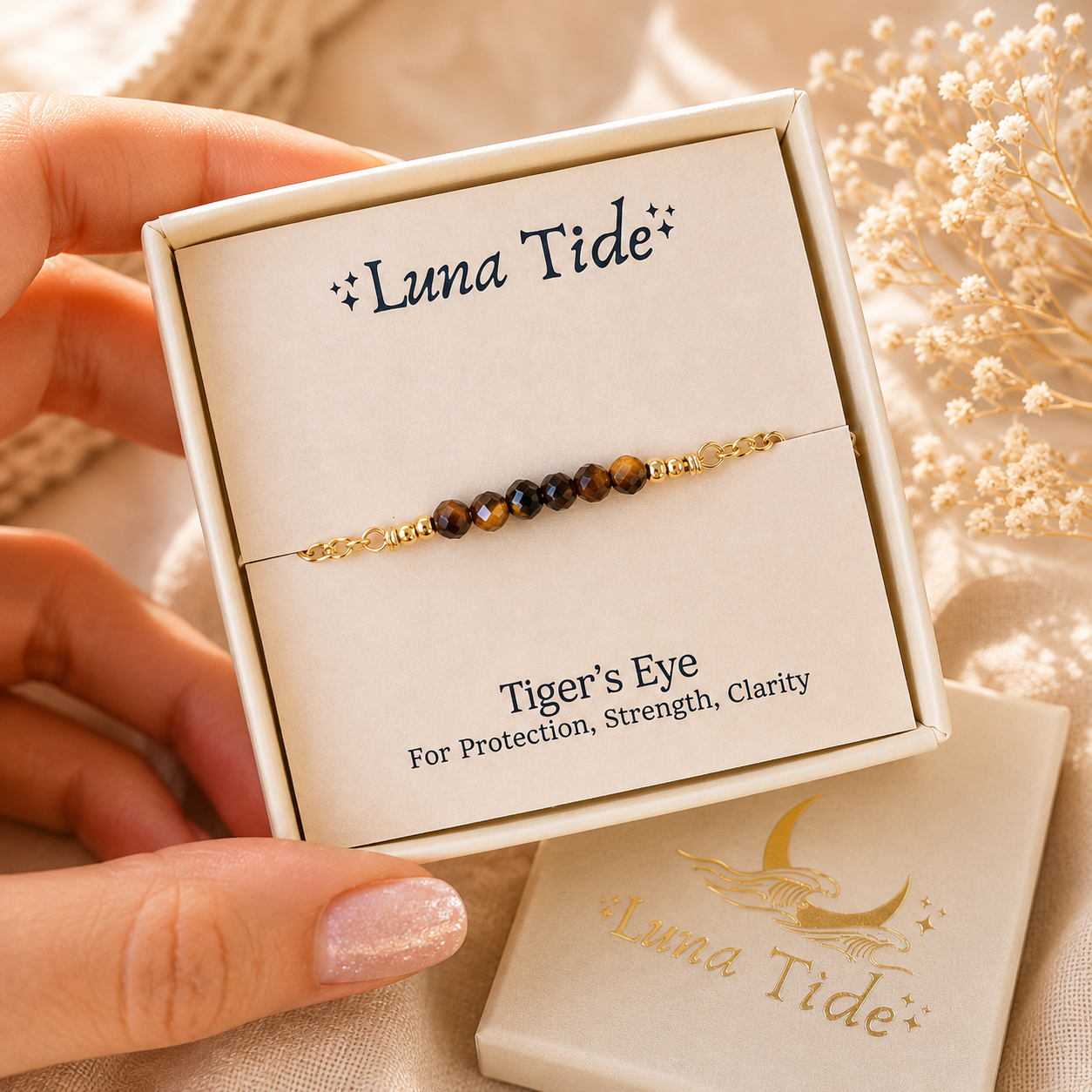 Sparkling Tiger's Eye Gemstone Faceted Bead Bar Bracelet