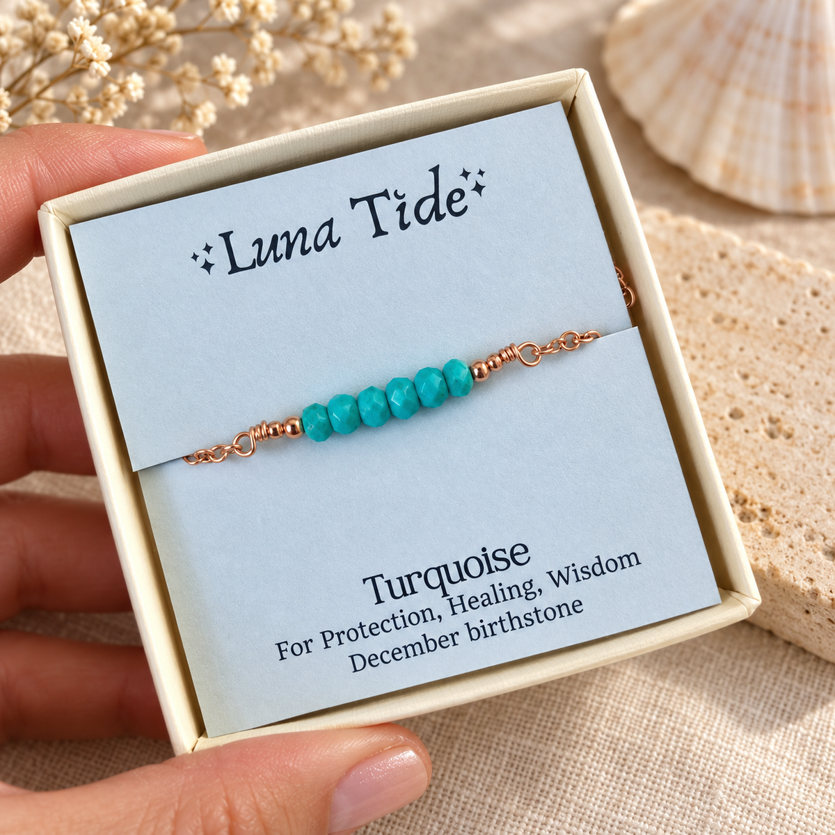 Sparkling Turquoise Gemstone Faceted Bead Bar Anklet