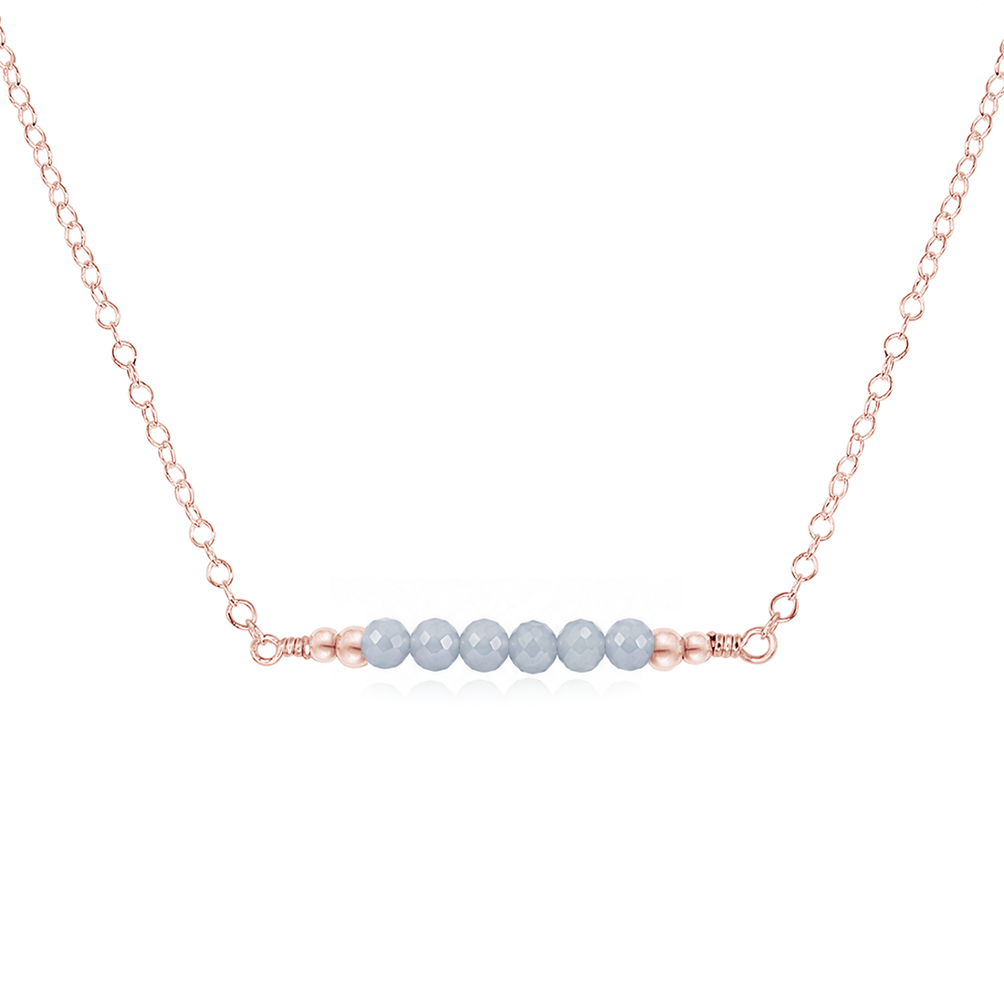 Sparkling Angelite Faceted Bead Bar Necklace