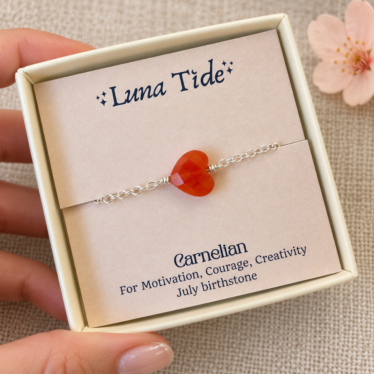 Carnelian Crystal Heart Bracelet