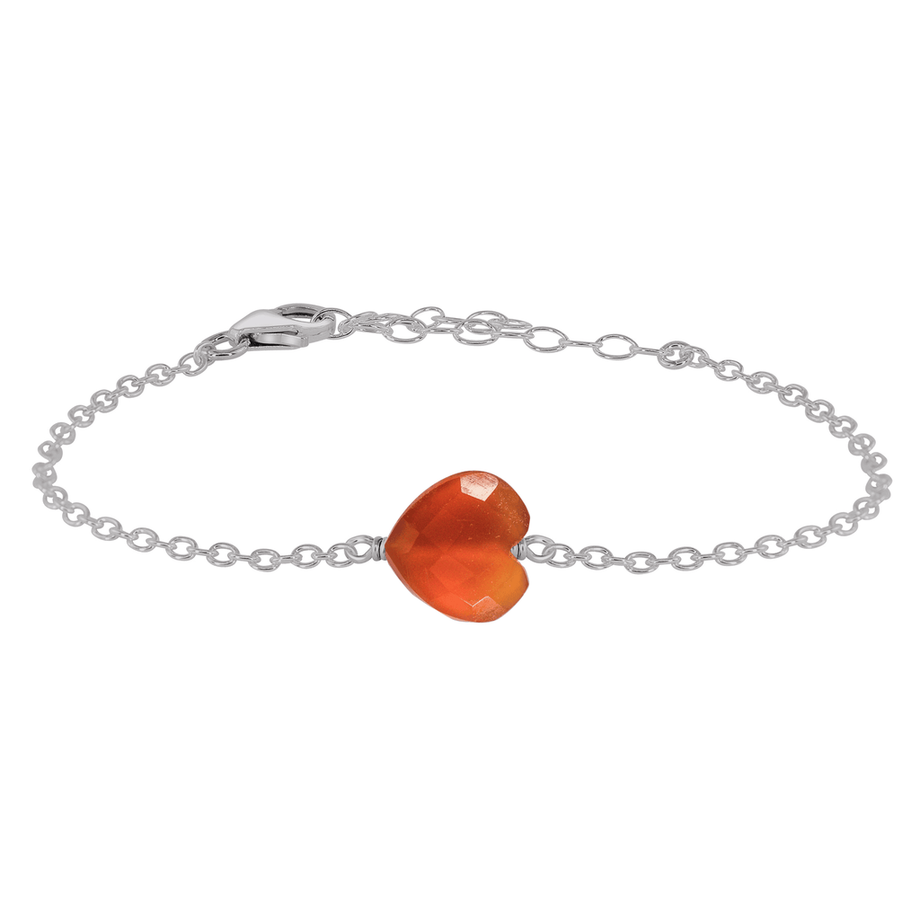 Carnelian Crystal Heart Bracelet - Carnelian Crystal Heart Bracelet - Stainless Steel - Luna Tide Handmade Crystal Jewellery