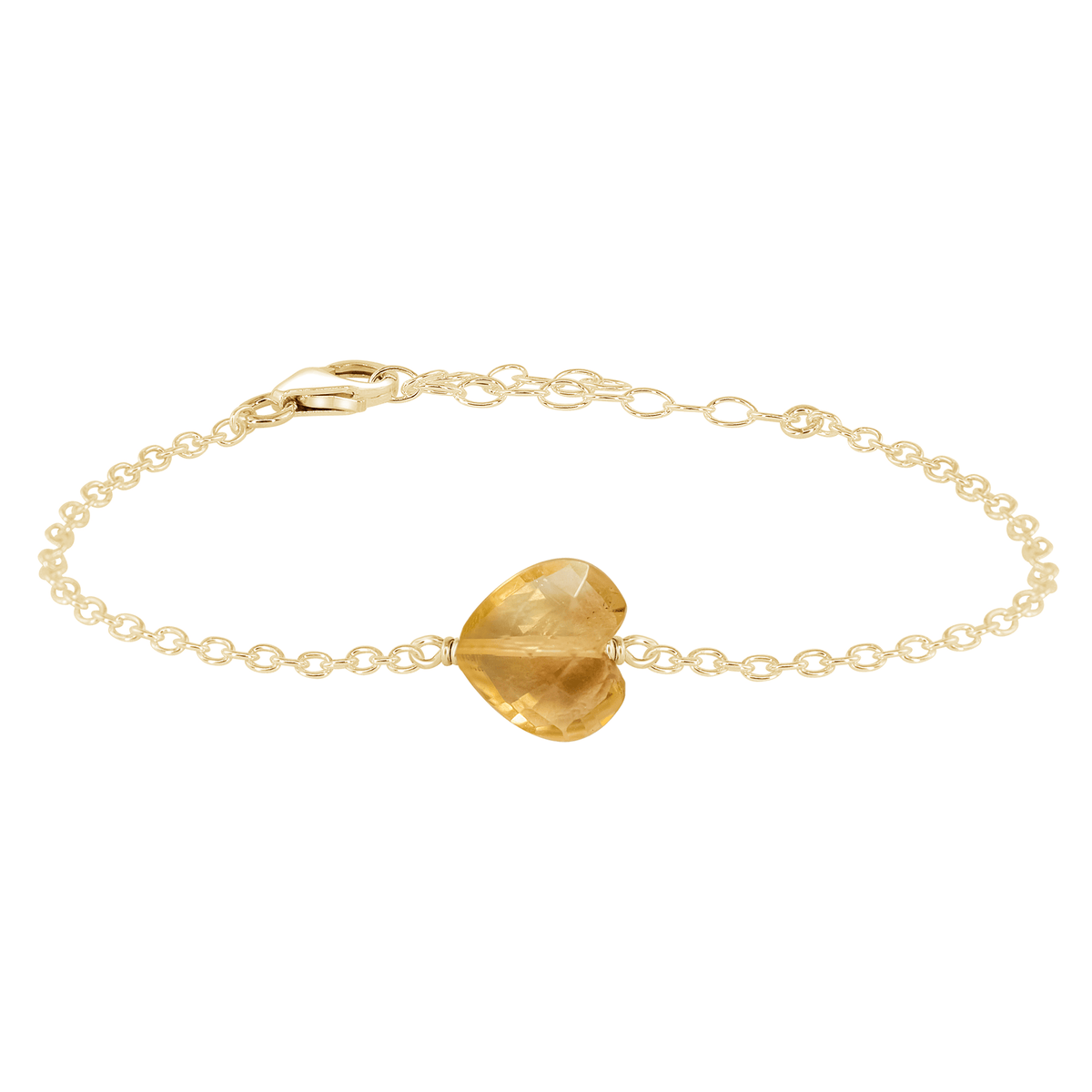 Citrine Crystal Heart Bracelet - Citrine Crystal Heart Bracelet - 14k Gold Fill - Luna Tide Handmade Crystal Jewellery