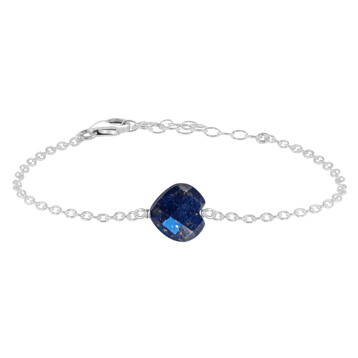 Lapis Lazuli Crystal Heart Bracelet - Lapis Lazuli Crystal Heart Bracelet - Sterling Silver - Luna Tide Handmade Crystal Jewellery
