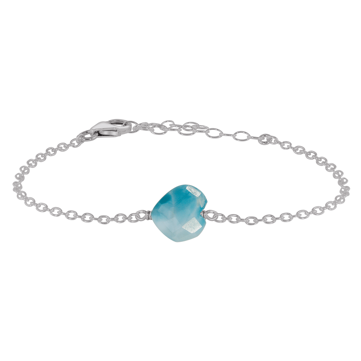 Larimar Crystal Heart Bracelet - Larimar Crystal Heart Bracelet - Stainless Steel - Luna Tide Handmade Crystal Jewellery