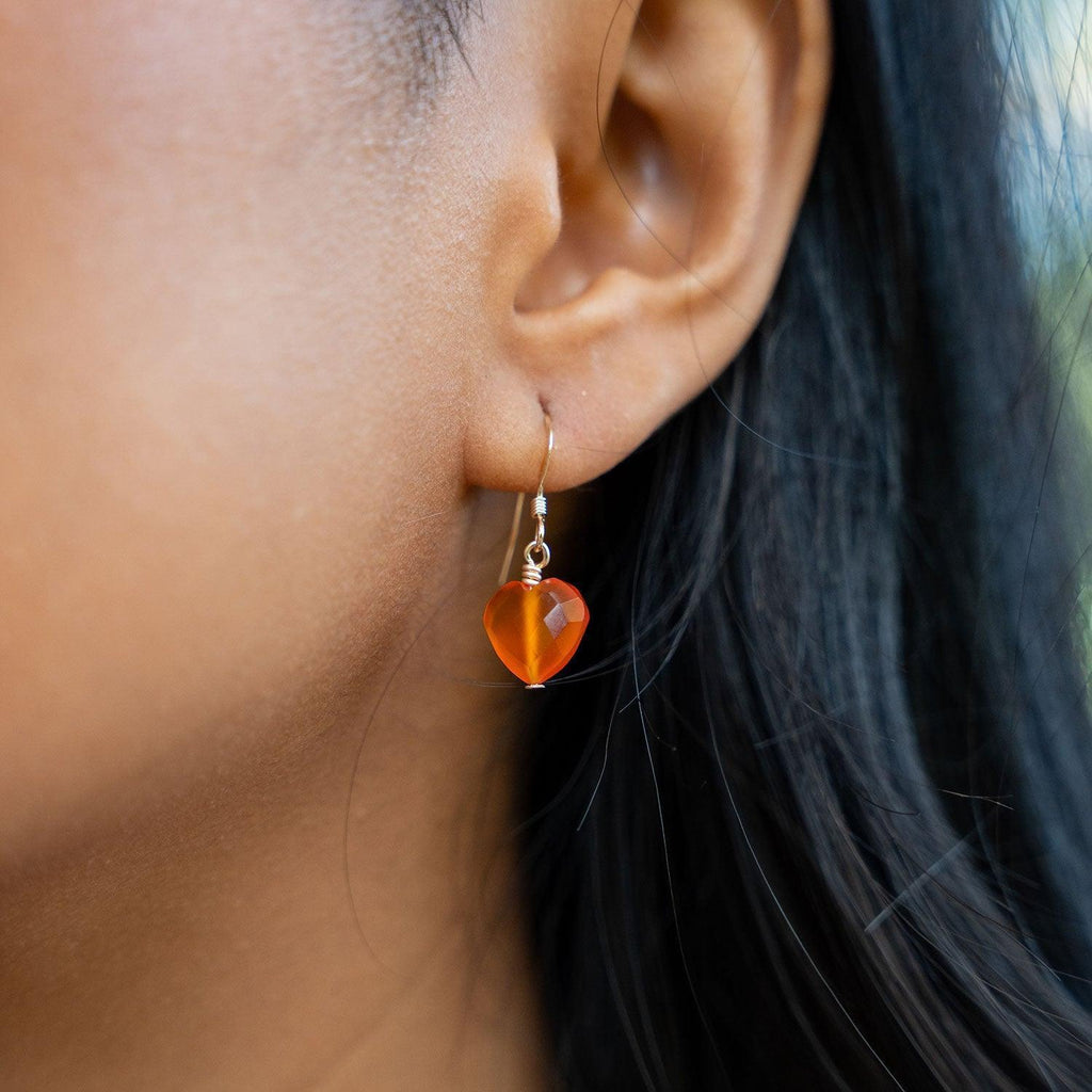 Custom Crystal Heart Dangle Earrings - Custom Crystal Heart Dangle Earrings - Sterling Silver - Luna Tide Handmade Crystal Jewellery