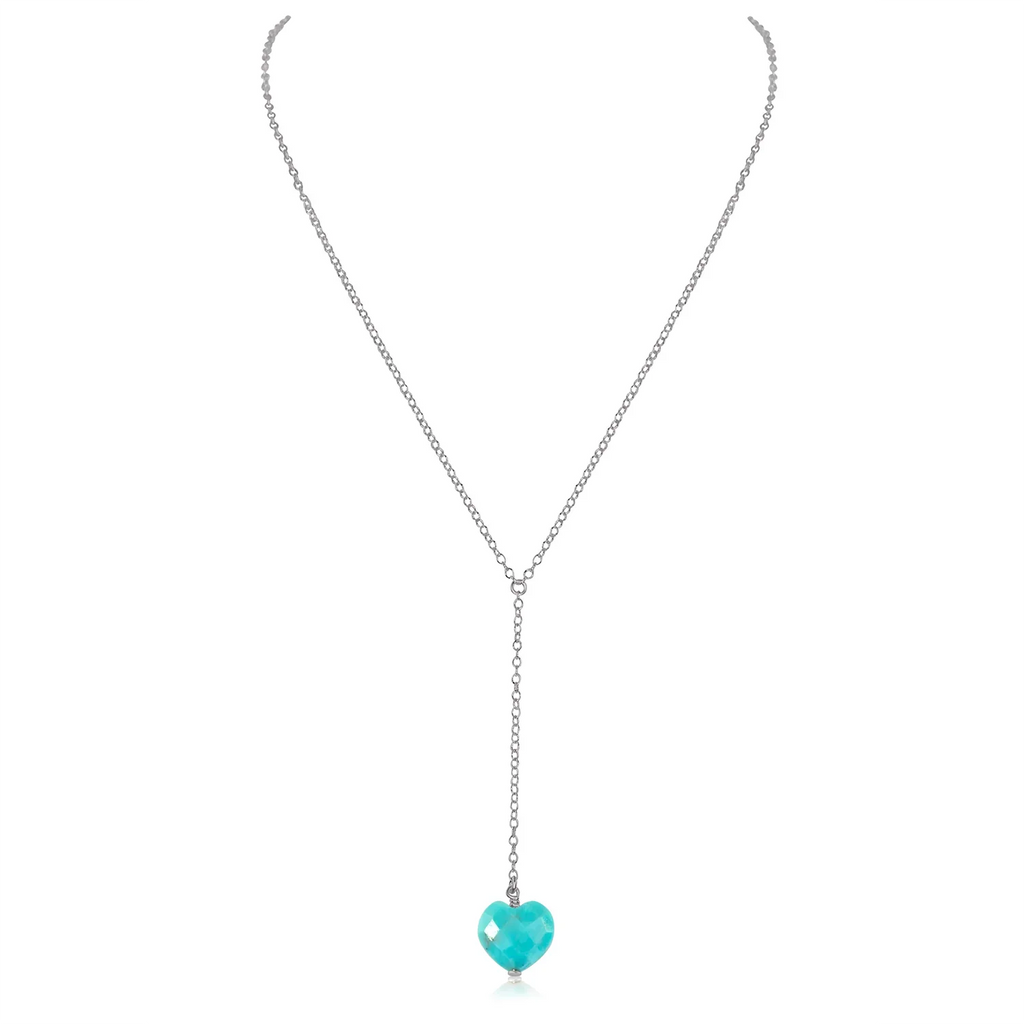 Turquoise Crystal Heart Lariat Necklace