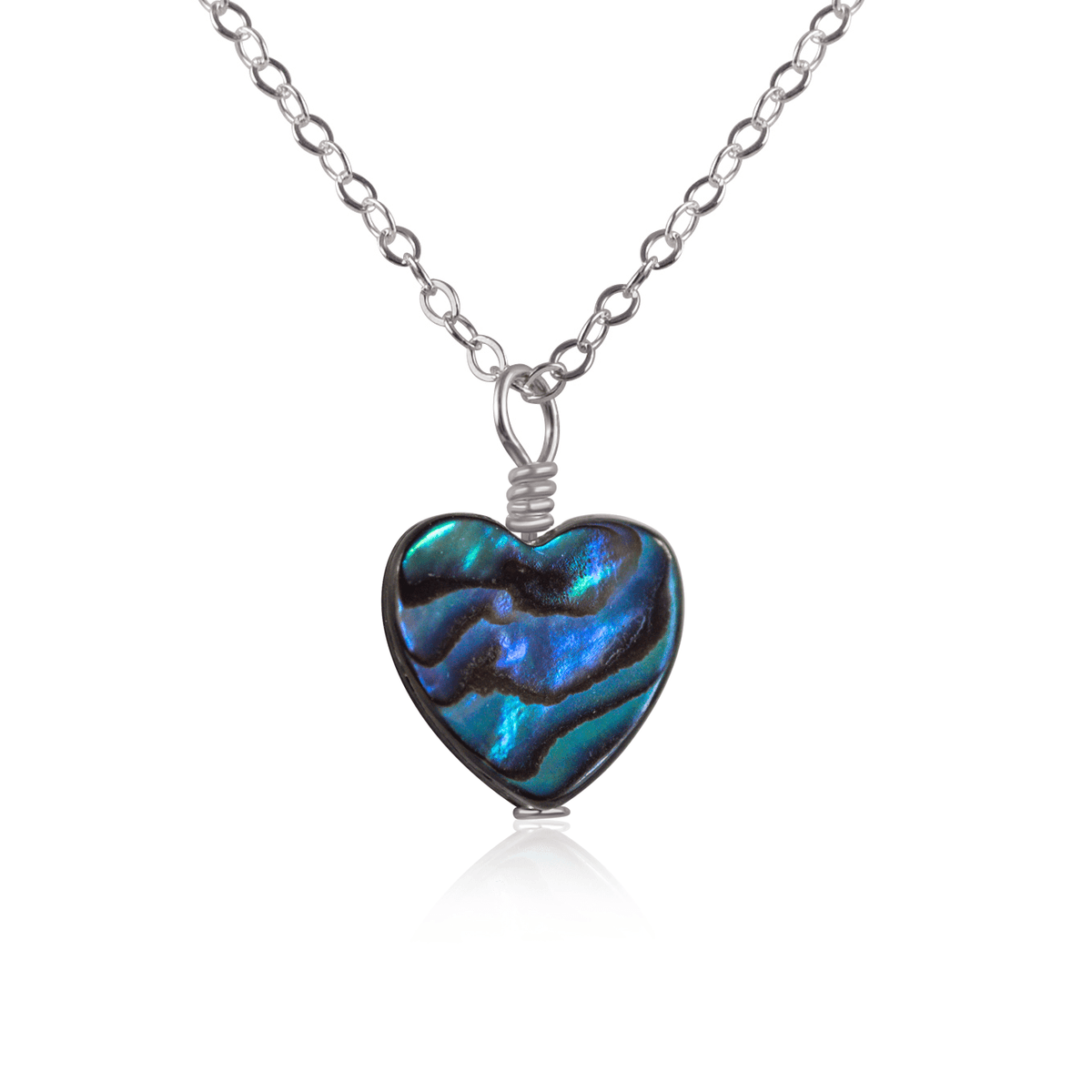 Abalone Shell Heart Pendant Necklace - Abalone Shell Heart Pendant Necklace - Stainless Steel / Cable - Luna Tide Handmade Crystal Jewellery