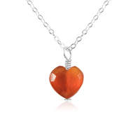 Carnelian Crystal Heart Pendant Necklace - Carnelian Crystal Heart Pendant Necklace - Sterling Silver / Cable - Luna Tide Handmade Crystal Jewellery
