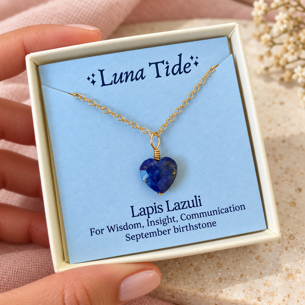 Lapis Lazuli Crystal Heart Pendant Necklace