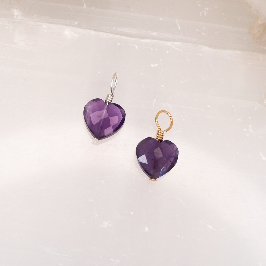 Amethyst Crystal Heart Pendant