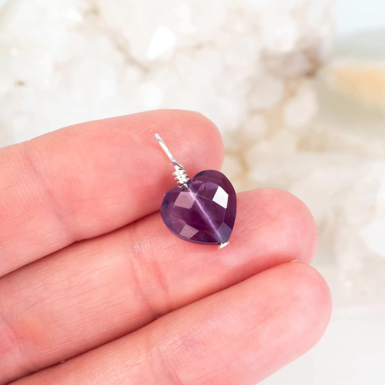 Amethyst Crystal Heart Pendant