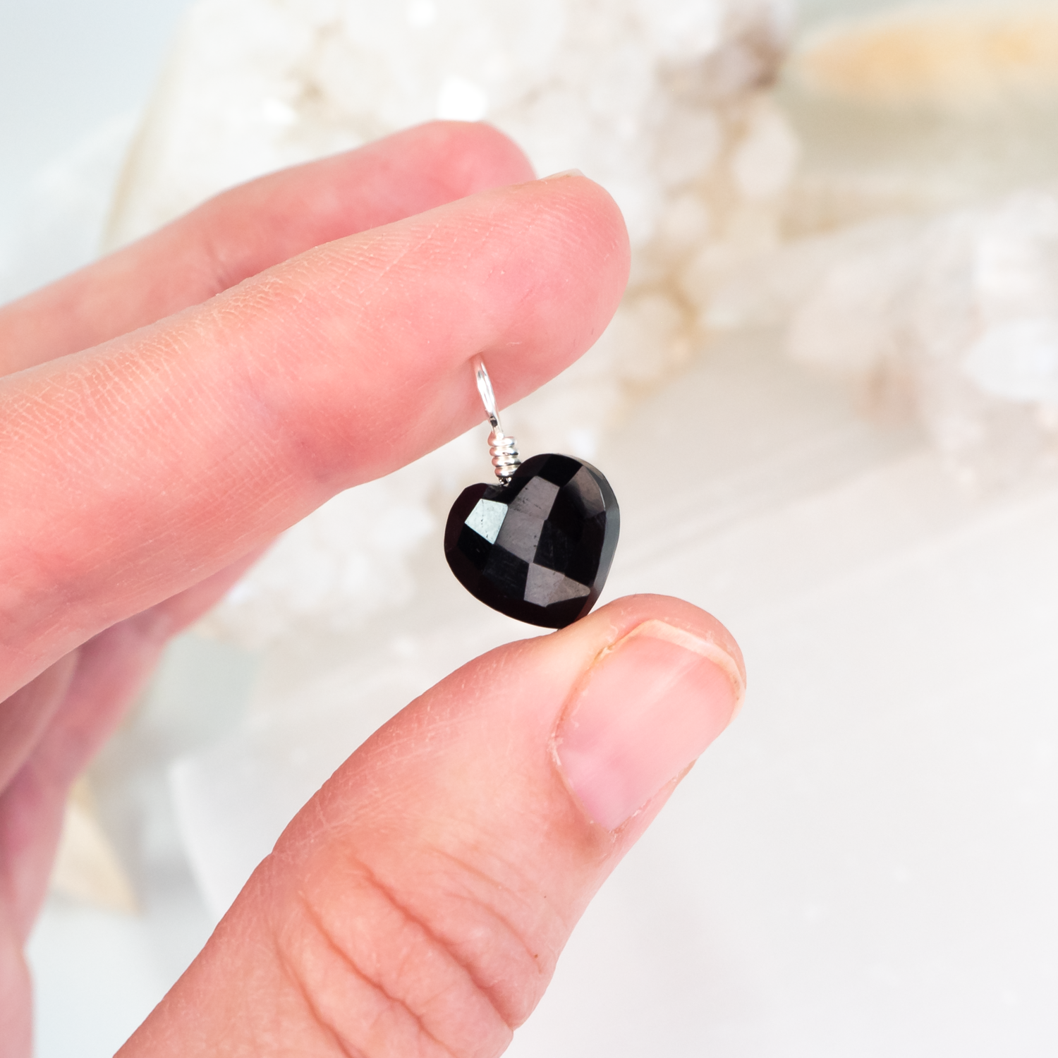 Black Onyx Crystal Heart Pendant