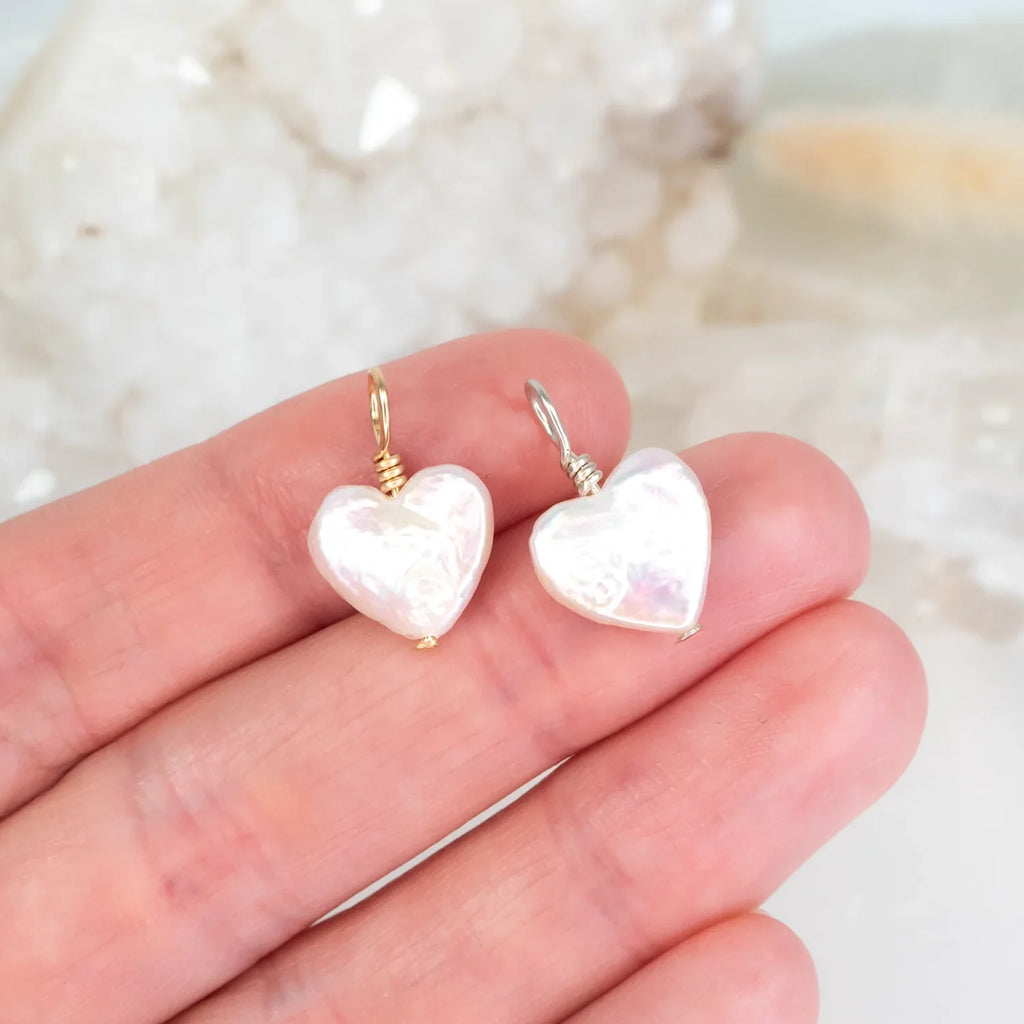 Freshwater Pearl Heart Pendant - Freshwater Pearl Heart Pendant - 14k Gold Fill - Luna Tide Handmade Crystal Jewellery