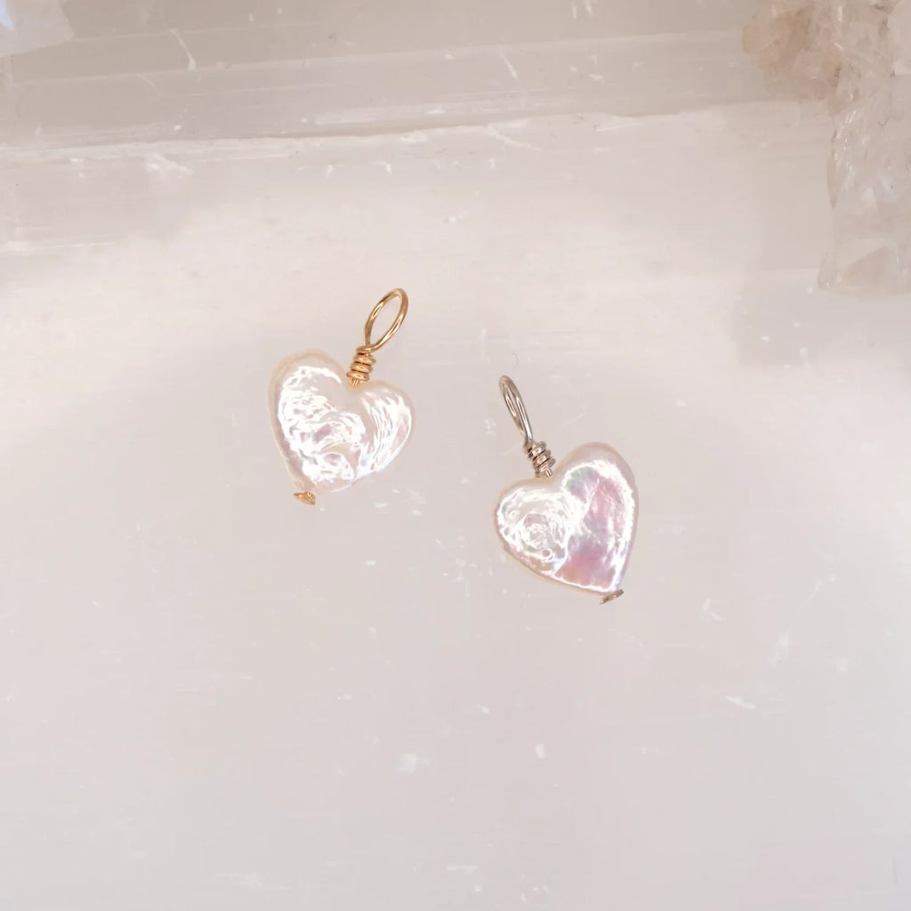 Freshwater Pearl Heart Pendant - Freshwater Pearl Heart Pendant - 14k Gold Fill - Luna Tide Handmade Crystal Jewellery